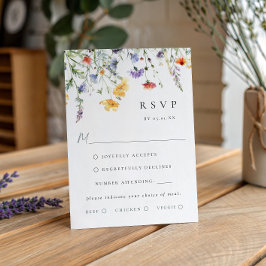 Vibrant Watercolor Floral Wedding RSVP Card Karte