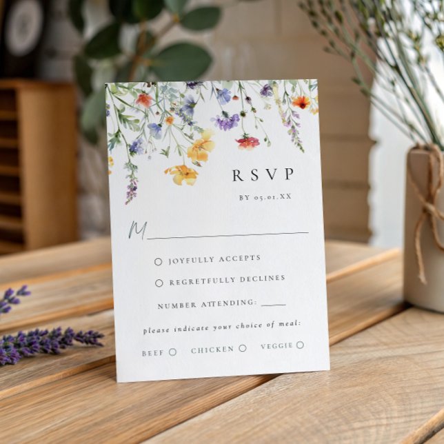 Vibrant Watercolor Floral Wedding RSVP Card Karte (Von Creator hochgeladen)