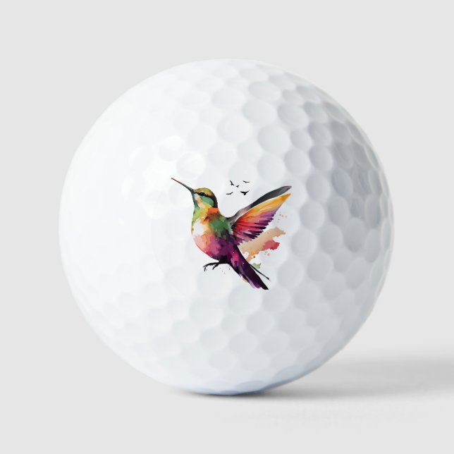Vibrant Watercolor Hummingbird Illustration Golfball (Vorderseite)