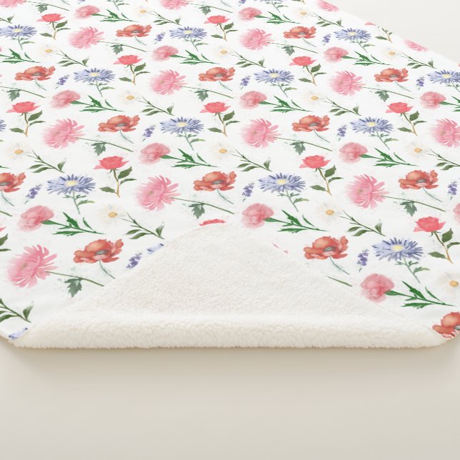 Vibrant Watercolor Multicolor Floral Pattern Sherpadecke (3/4)