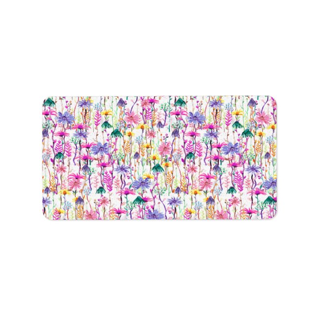 Vibrant Watercolor Wildflowers Adressaufkleber (Vorne)