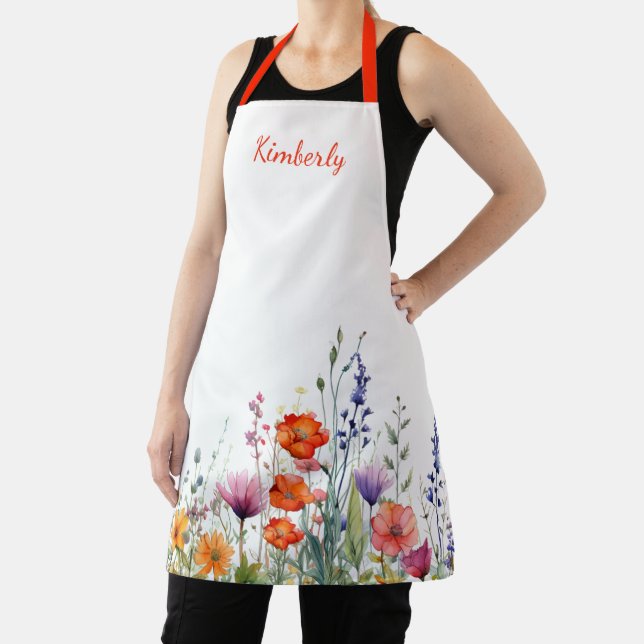 Vibrant Watercolor Wildflowers Personalized Schürze (InSitu)