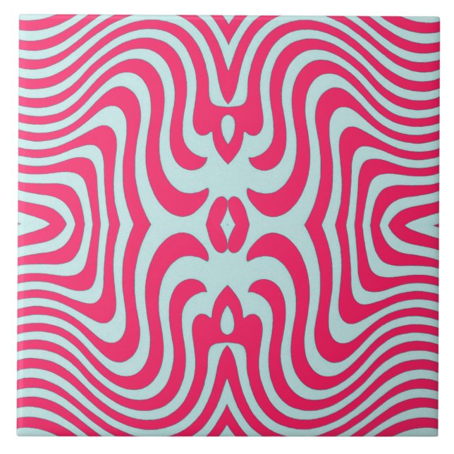 Vibrant Wavy Symmetry Design Fliese (Vorderseite)