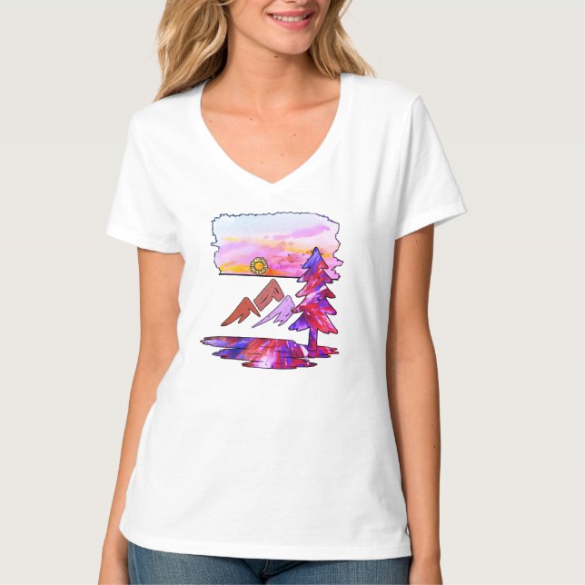 "Vibrant Wilderness" Wasserfarbe T - Shirt (Vorderseite)