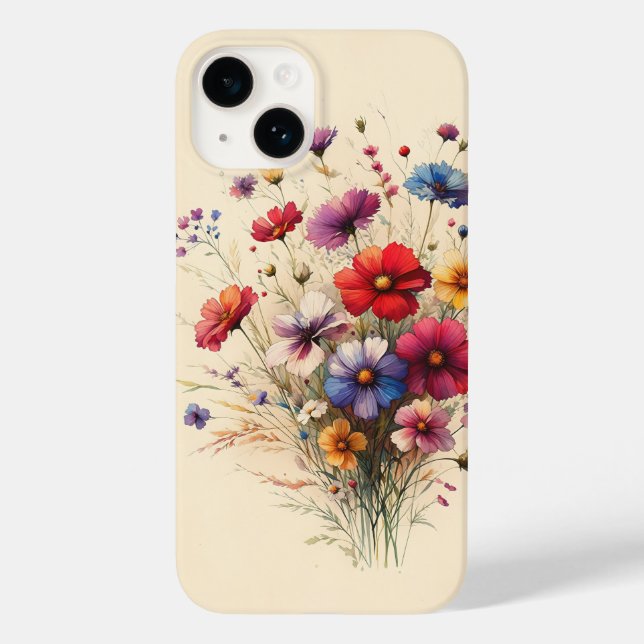 Vibrant Wildflower Bouquet Artistic Floral Cream A Case-Mate iPhone Hülle (Rückseite)