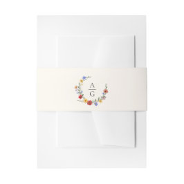 Vibrant Wildflowers Monogram Wedding Einladungsbanderole