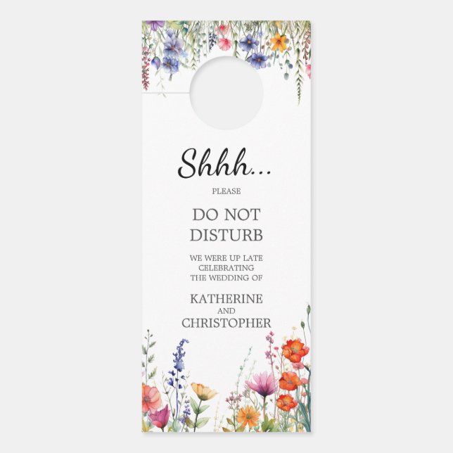 Vibrant Wildflowers Wedding Shhh Do Not Disturb Türanhänger (Vorderseite)