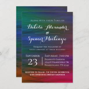 Vibrant Wisps Jewel Tone Watercolor Wedding Einladung