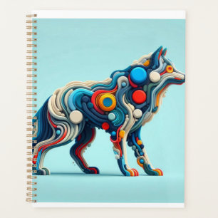 Vibrant Wolf Energy", dargestellt in einer minimal Planer