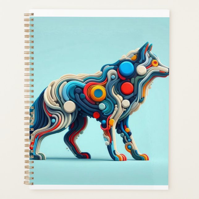 Vibrant Wolf Energy", dargestellt in einer minimal Planer (Vorderseite)