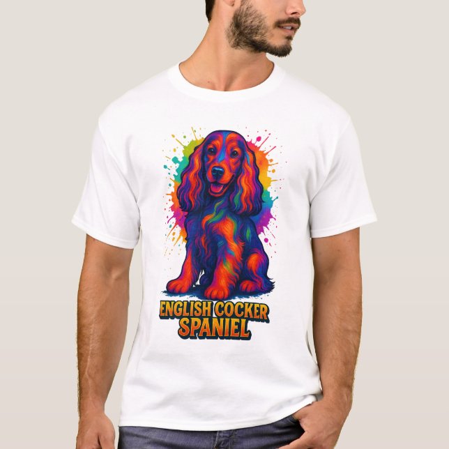 Vibrante Pop-Art-Englischer-Cocker-Spaniel  T-Shirt (Vorderseite)