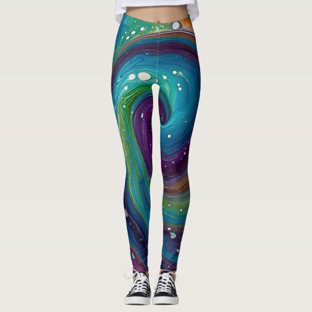 "VIBRANTE WIRBEL: EIN CAPTIVIERENDES MARBLING DIP- LEGGINGS (Vorderseite)