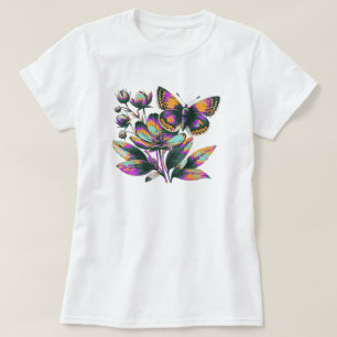 Vibrantes Schmetterlingsblumenmotiv T-Shirt