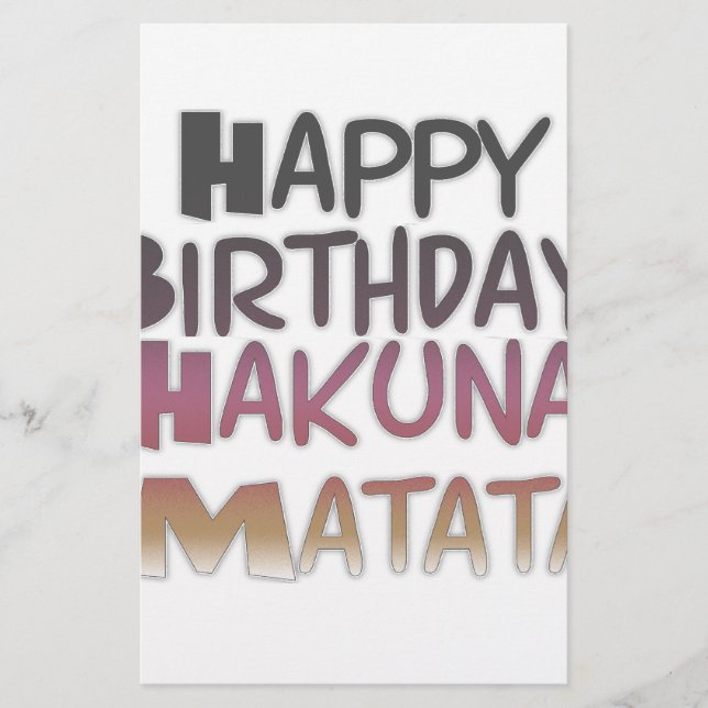 Vibrany Happy Birthday Hakuna Matata Design Briefpapier (Vorderseite)