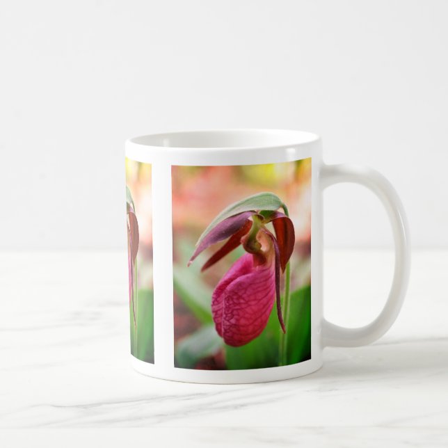 Vibrany Lady Slipper Orchid-Blume Kaffeetasse (Rechts)