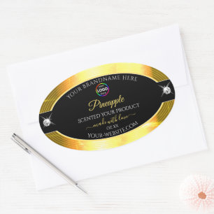 Vibrany Shiny Orange Black mit Logo-Produktkennzei Ovaler Aufkleber