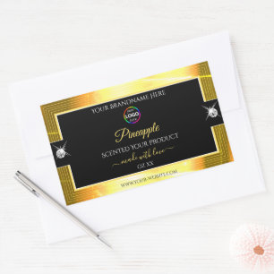 Vibrany Shiny Orange Black mit Logo-Produktkennzei Rechteckiger Aufkleber