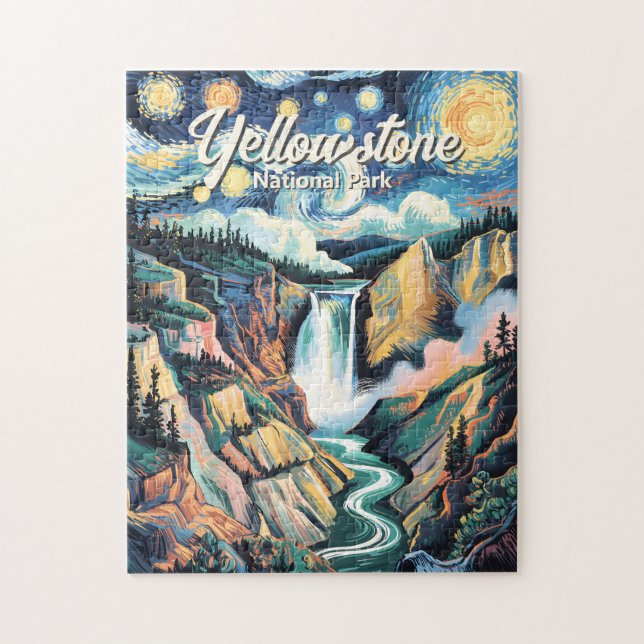 Vibrater Unterer Wasserfall im Yellowstone-Nationa Puzzle (Vertikal)