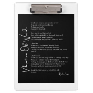 Vibration von Wörtern, die Gedicht-Wand-Kunst erwe Klemmbrett