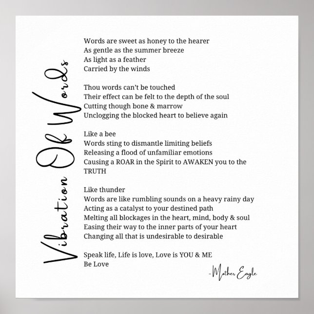 Vibration von Wörtern, die Gedicht-Wand-Kunst erwe Poster (Vorne)