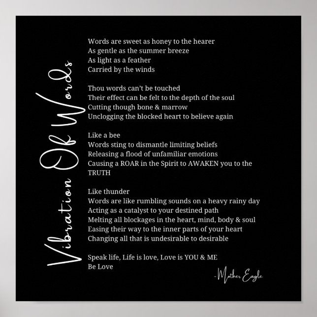 Vibration von Wörtern, die Gedicht-Wand-Kunst erwe Poster (Vorne)