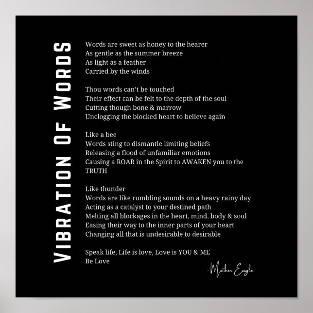 Vibration von Wörtern, die Gedicht-Wand-Kunst erwe Poster (Vorne)