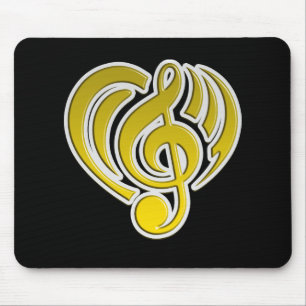 Vibrationen Musical Liebe Yellow Heart Musiknote D Mousepad