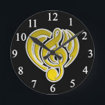 Vibrationen Musical Liebe Yellow Heart Musiknote D Runde Wanduhr<br><div class="desc">Anpassen mit jedem Text.</div>