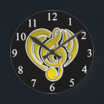 Vibrationen Musical Liebe Yellow Heart Musiknote D Runde Wanduhr<br><div class="desc">Anpassen mit jedem Text.</div>