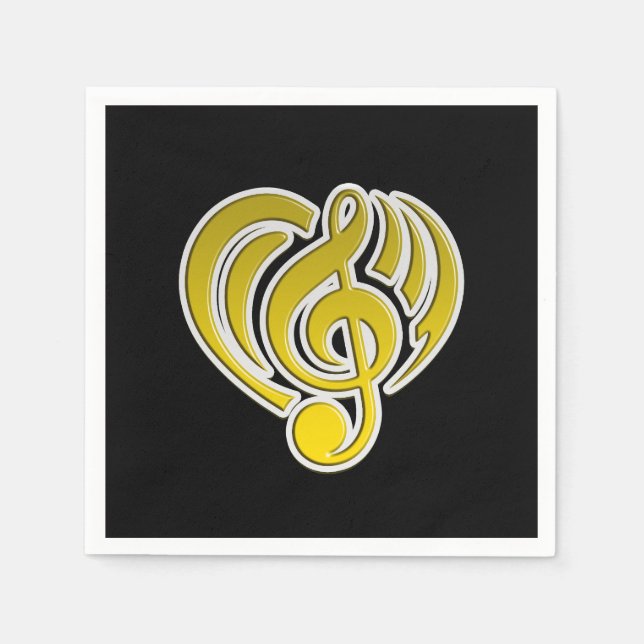 Vibrationen Musical Liebe Yellow Heart Musiknote D Serviette (Vorderseite)