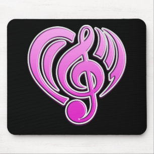 Vibrationen Musikalische Liebe Rosa Herz Musiknote Mousepad