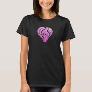 Vibrationen Musikalische Liebe Rosa Herz Musiknote T-Shirt