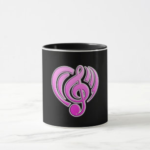 Vibrationen Musikalische Liebe Rosa Herz Musiknote Tasse