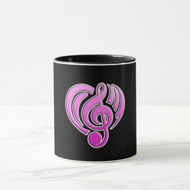 Vibrationen Musikalische Liebe Rosa Herz Musiknote Tasse (Zentrum)