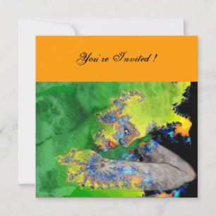 VIBRATIONEN VON MATERIALIEN , grün-gelb-schwarz-or Einladung