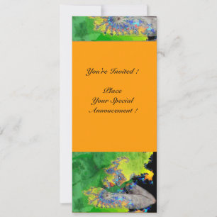 VIBRATIONEN VON MATERIALIEN , grün-gelb-schwarz-or Einladung