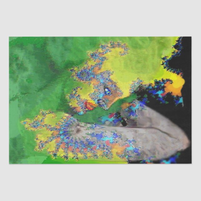 VIBRATIONEN VON MATERIALIEN, LADY IN GRÜNGELBEN FR SEIDENPAPIER (Vorderseite)