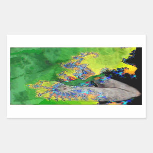 VIBRATIONEN VON MATERIE, LADY IN GRÜN GELBEN FRACT RECHTECKIGER AUFKLEBER