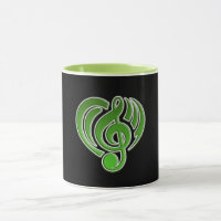 Vibrations Musical Liebe Green Heart Musiknote DJ