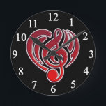Vibrations Musical Liebe Red Heart Musiknote DJ Runde Wanduhr<br><div class="desc">Anpassen mit jedem Text.</div>