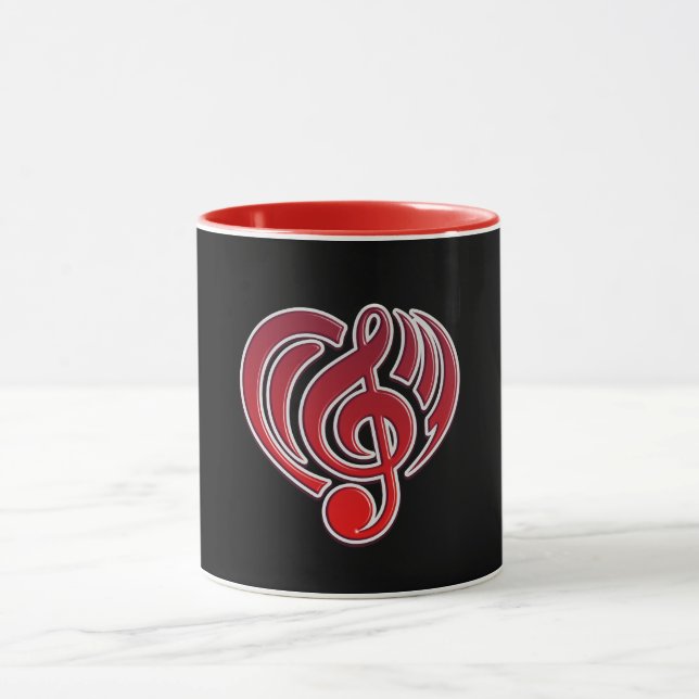 Vibrations Musical Liebe Red Heart Musiknote DJ Tasse (Zentrum)