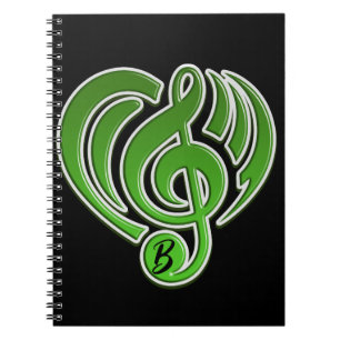 Vibrations Musical Love Green Herz Musik Note DJ Notizblock