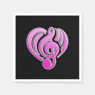 Vibrations Musical Love Pink Herz Musik Note DJ Serviette
