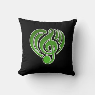 Vibrations Musikalische Liebe Grünes Herz Musiknot Kissen
