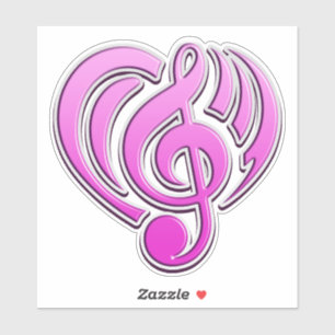 Vibrations Musikalische Liebe Rosa Herz Musiknote  Aufkleber