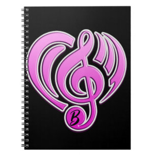 Vibrations Musikalische Liebe Rosa Herz Musiknote Notizblock