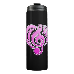 Vibrations Musikalische Liebe Rosa Herz Musiknote Thermosbecher