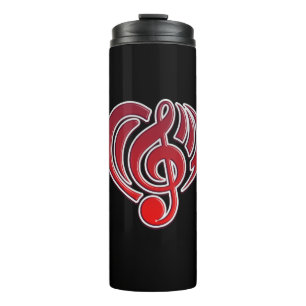 Vibrations Musikalische Liebe Rotes Herz Musiknote Thermosbecher