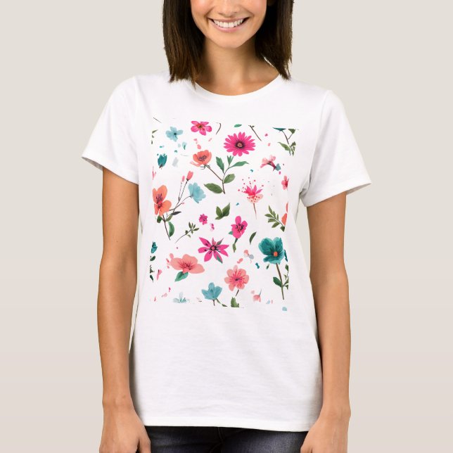 Vibrierende Blumenmuster Art T-Shirt (Vorderseite)