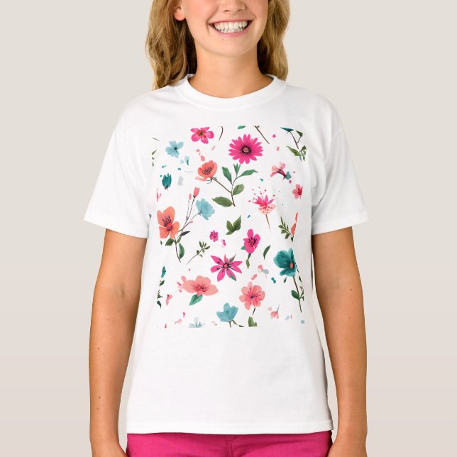 Vibrierende Blumenmuster Art T-Shirt (Vorderseite)